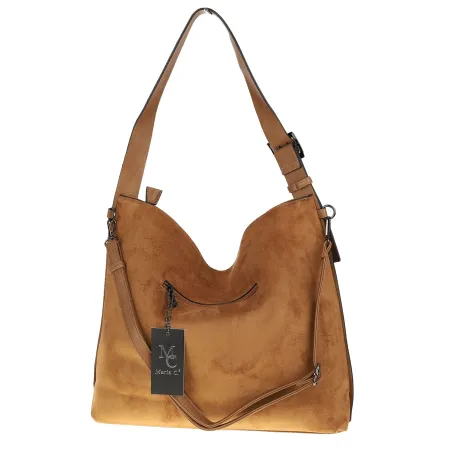 Maria C. Torebka damska Duża Shopperka Worek Listonoszka zamsz MC440 Brązowa