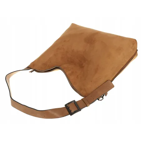 Maria C. Torebka damska Duża Shopperka Worek Listonoszka zamsz MC440 Brązowa