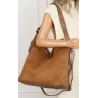 Maria C. Torebka damska Duża Shopperka Worek Listonoszka zamsz MC440 Brązowa