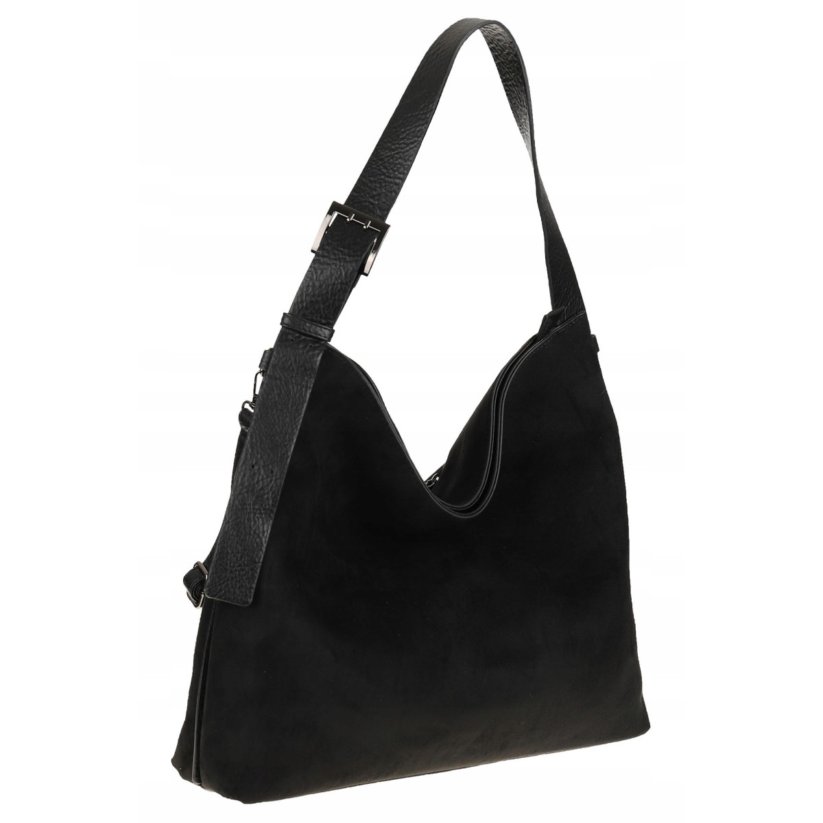Maria C. Torebka damska Duża Shopperka Worek Listonoszka zamsz MC440 Czarna