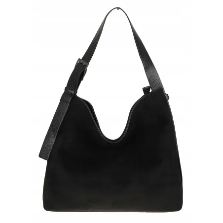 Maria C. Torebka damska Duża Shopperka Worek Listonoszka zamsz MC440 Czarna