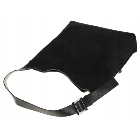 Maria C. Torebka damska Duża Shopperka Worek Listonoszka zamsz MC440 Czarna