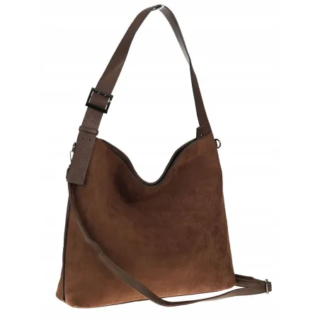 Torebka damska Duża Shopper Worek Listonoszka zamsz MC440 Brazowa Czekoladowa