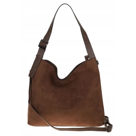 Torebka damska Duża Shopper Worek Listonoszka zamsz MC440 Brazowa Czekoladowa