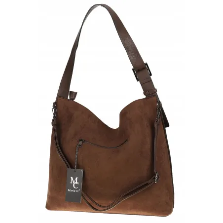 Torebka damska Duża Shopper Worek Listonoszka zamsz MC440 Brazowa Czekoladowa