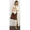 Torebka damska Duża Shopper Worek Listonoszka zamsz MC440 Brazowa Czekoladowa