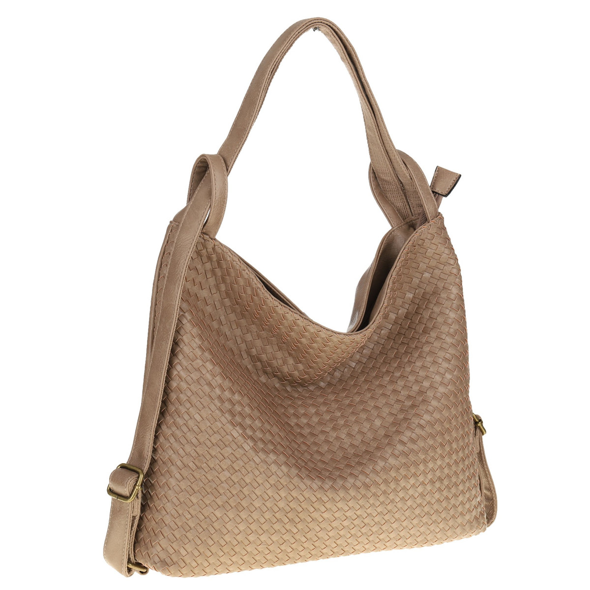 Paolo BAGS Torebka Damska Włoskiej Marki Worek Plecak 2w1 S900230 Mud