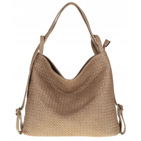 Paolo BAGS Torebka Damska Włoskiej Marki Worek Plecak 2w1 S900230 Mud