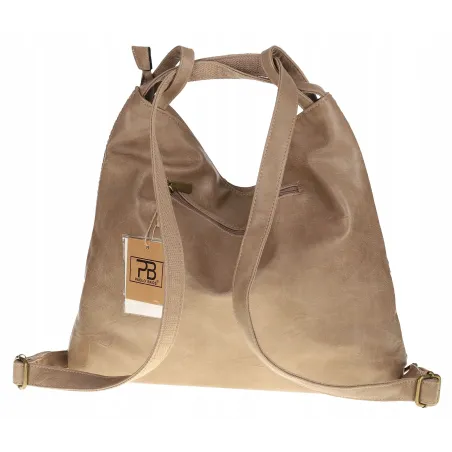 Paolo BAGS Torebka Damska Włoskiej Marki Worek Plecak 2w1 S900230 Mud