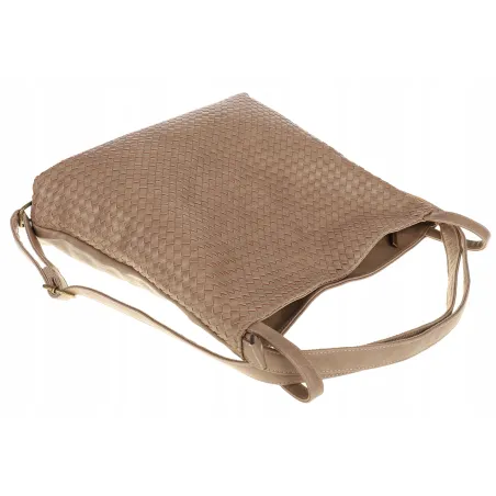 Paolo BAGS Torebka Damska Włoskiej Marki Worek Plecak 2w1 S900230 Mud