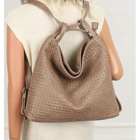 Paolo BAGS Torebka Damska Włoskiej Marki Worek Plecak 2w1 S900230 Mud