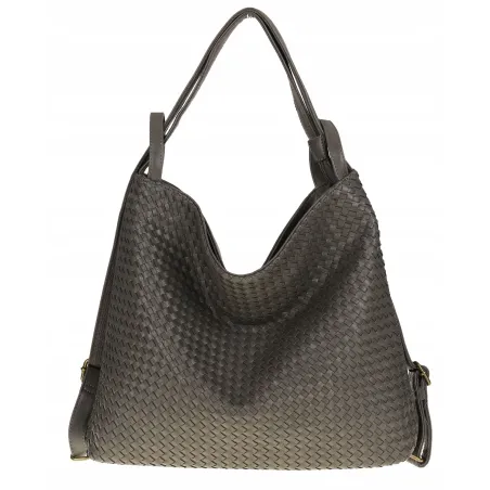 Paolo BAGS Torebka Damska Włoskiej Marki Worek Plecak 2w1 S900230 Grey