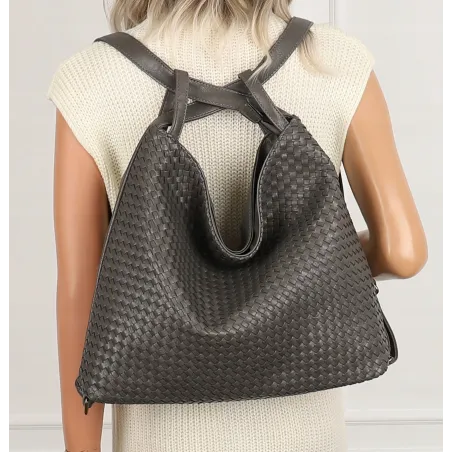 Paolo BAGS Torebka Damska Włoskiej Marki Worek Plecak 2w1 S900230 Grey