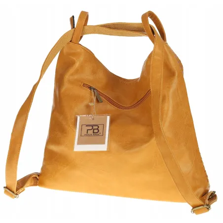 Paolo BAGS Torebka Damska Włoskiej Marki Worek Plecak 2w1 S900230 Yellow