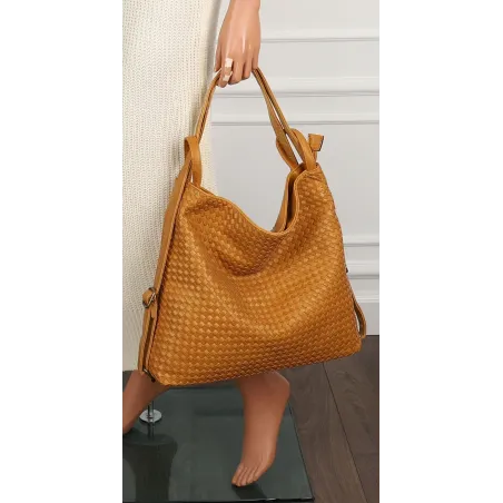 Paolo BAGS Torebka Damska Włoskiej Marki Worek Plecak 2w1 S900230 Yellow