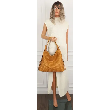 Paolo BAGS Torebka Damska Włoskiej Marki Worek Plecak 2w1 S900230 Yellow