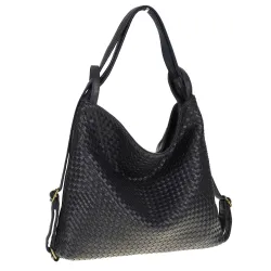 Paolo BAGS Torebka Damska Włoskiej Marki Worek Plecak 2w1 S900230 Granatowa