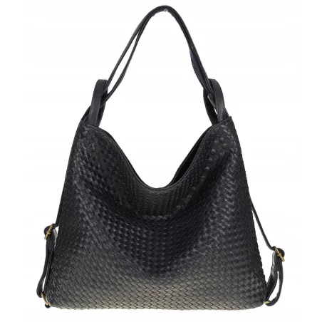 Paolo BAGS Torebka Damska Włoskiej Marki Worek Plecak 2w1 S900230 Granatowa