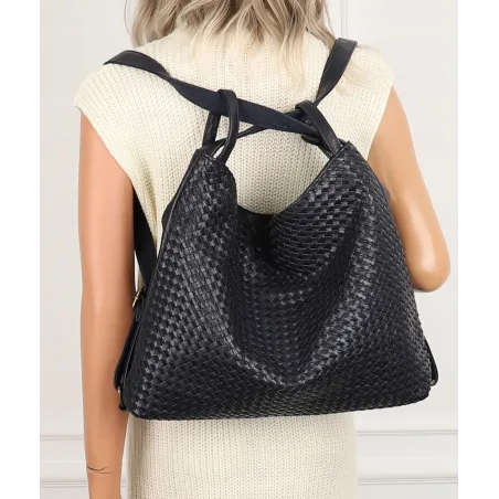 Paolo BAGS Torebka Damska Włoskiej Marki Worek Plecak 2w1 S900230 Granatowa