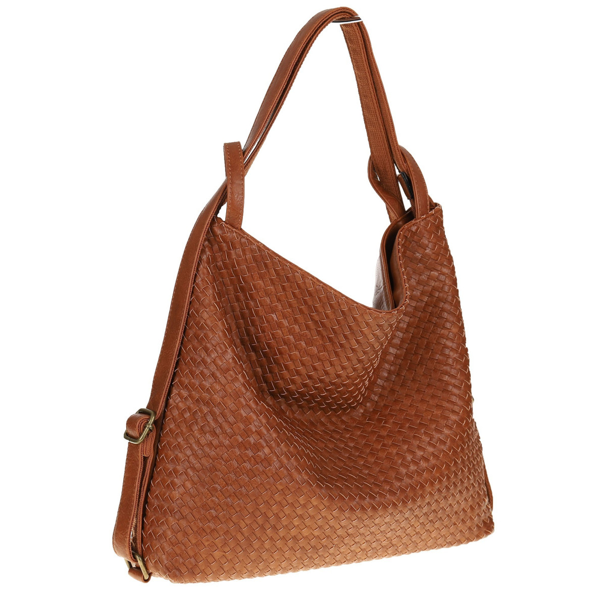 Paolo BAGS Torebka Damska Włoskiej Marki Worek Plecak 2w1 S900230 Brown
