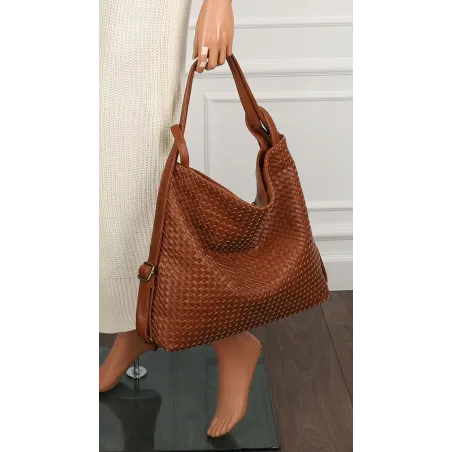 Paolo BAGS Torebka Damska Włoskiej Marki Worek Plecak 2w1 S900230 Brown