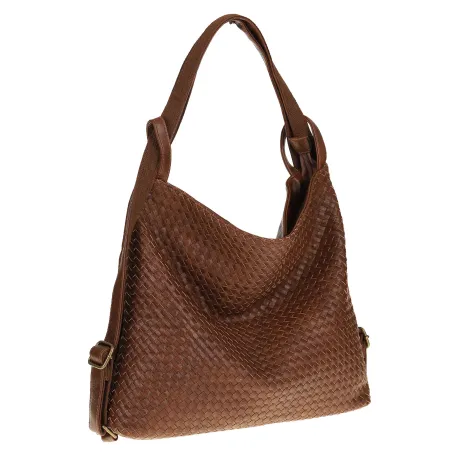 Paolo BAGS Torebka Damska Włoskiej Marki Worek Plecak 2w1 S900230 Coffee