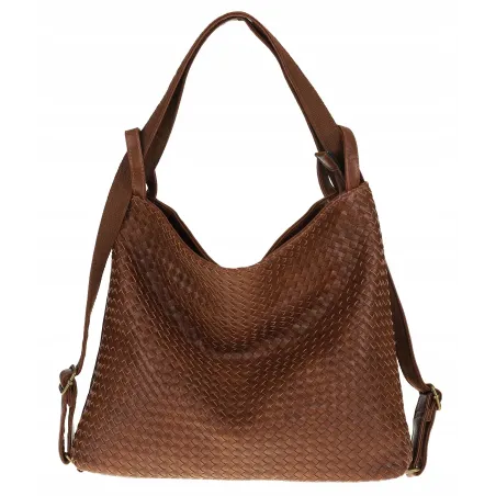 Paolo BAGS Torebka Damska Włoskiej Marki Worek Plecak 2w1 S900230 Coffee