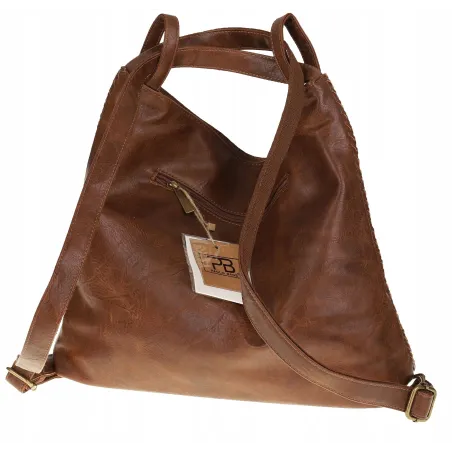 Paolo BAGS Torebka Damska Włoskiej Marki Worek Plecak 2w1 S900230 Coffee