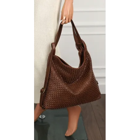 Paolo BAGS Torebka Damska Włoskiej Marki Worek Plecak 2w1 S900230 Coffee