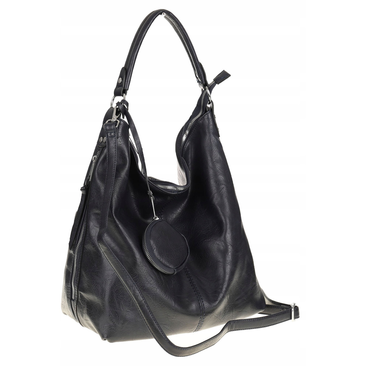 Paolo BAGS Torebka Damska Listonoszka Worek Modna Shopper PB21230 Granatowa