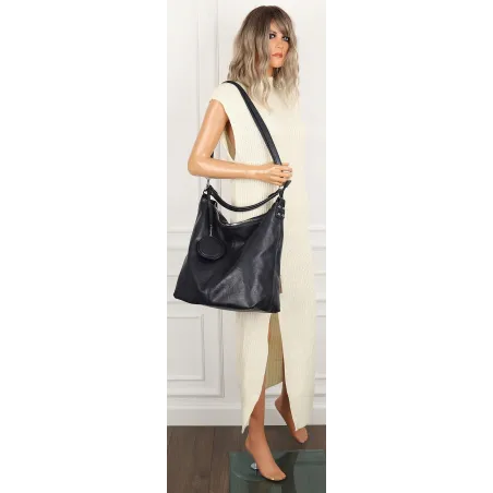 Paolo BAGS Torebka Damska Listonoszka Worek Modna Shopper PB21230 Granatowa