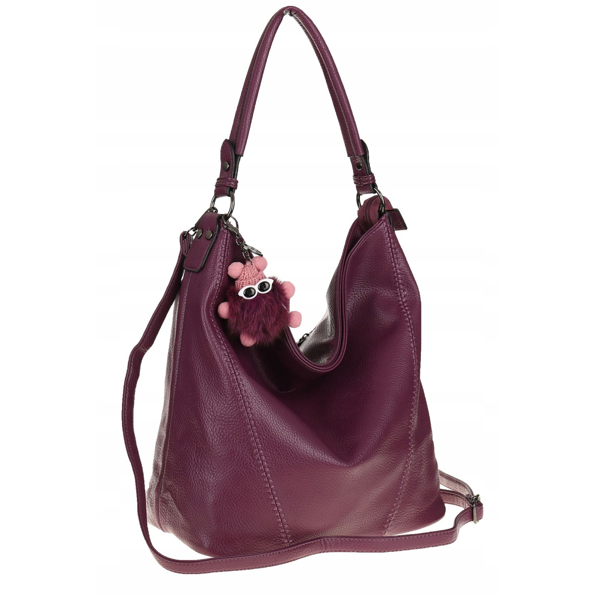 Torebka Damska Modna na Ramię Elegancka Listonoszka Worek A4 LH2502 Purple