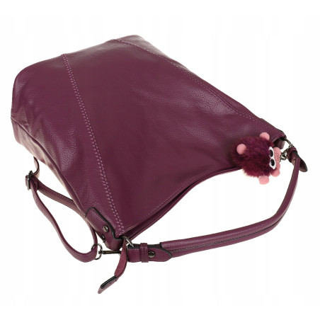 Torebka Damska Modna na Ramię Elegancka Listonoszka Worek A4 LH2502 Purple