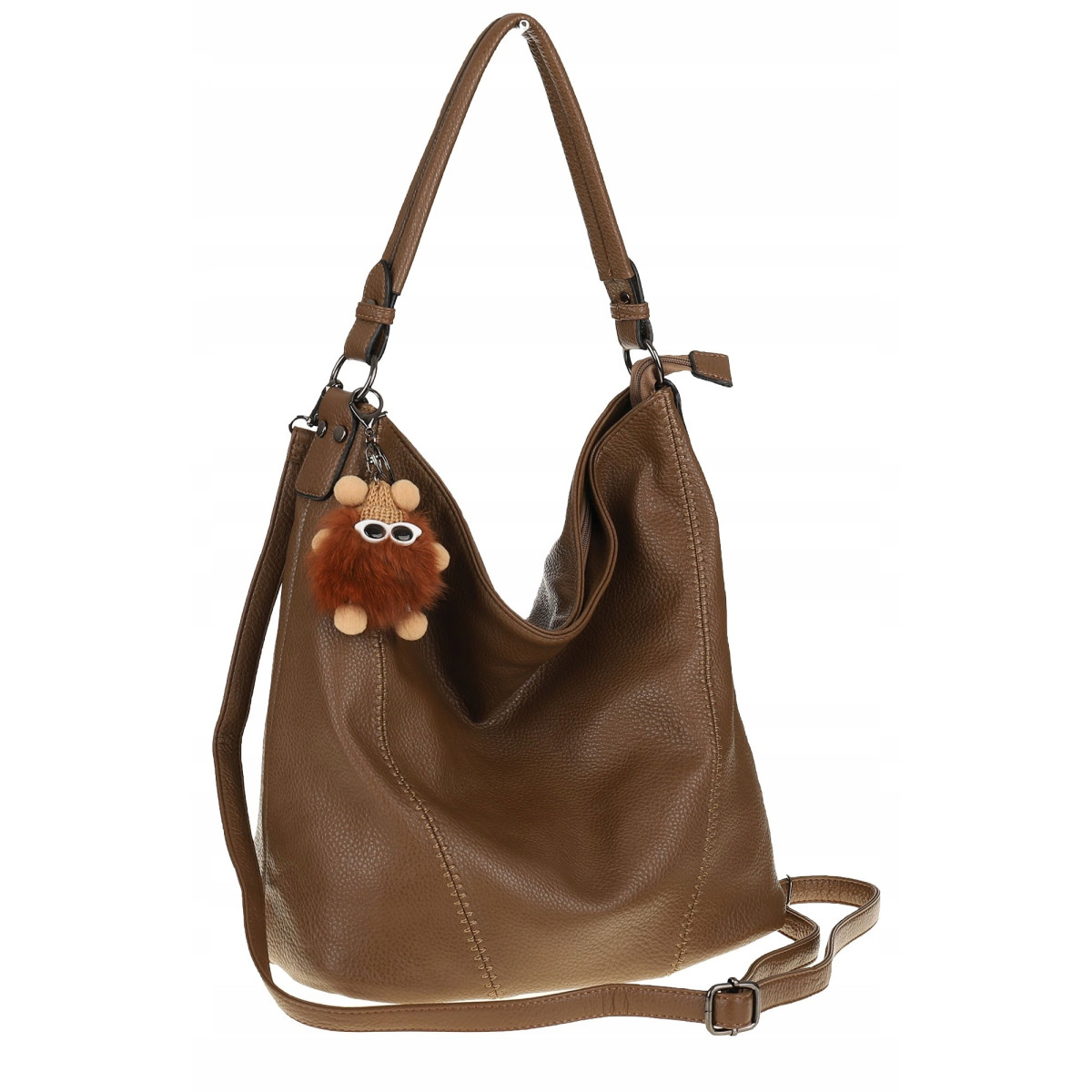 Torebka Damska Beżowa na Ramię Elegancka Listonoszka Worek A4 LH2502 Earthy