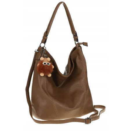 Torebka Damska Beżowa na Ramię Elegancka Listonoszka Worek A4 LH2502 Earthy