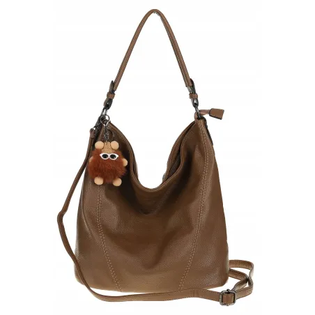 Torebka Damska Beżowa na Ramię Elegancka Listonoszka Worek A4 LH2502 Earthy