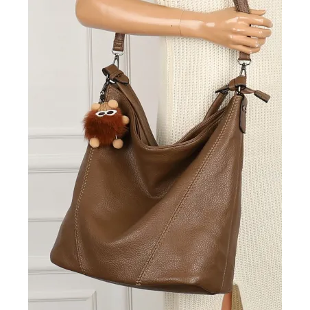 Torebka Damska Beżowa na Ramię Elegancka Listonoszka Worek A4 LH2502 Earthy