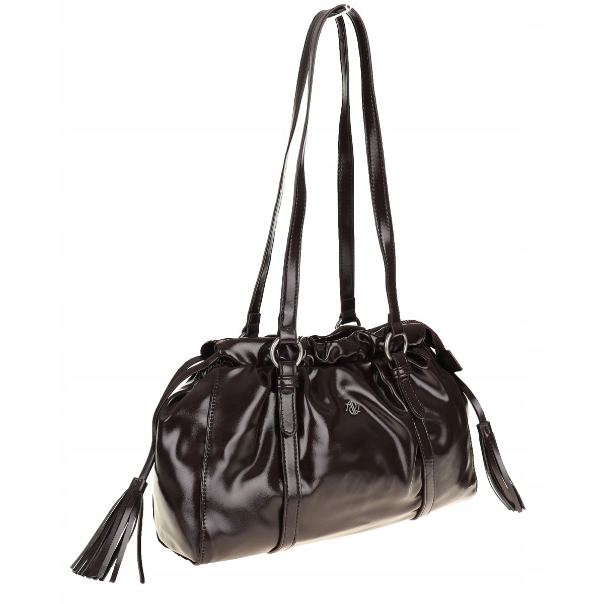 Torebka damska na ramię elegancka lakierowana pojemna RS5191 purpurowa