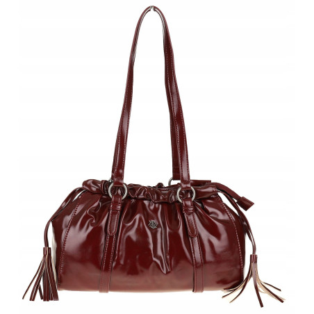 Torebka damska na ramię elegancka lakierowana pojemna modna RS5191 bordowa