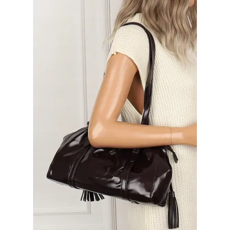 Torebka damska na ramię elegancka lakierowana pojemna RS5191 purpurowa