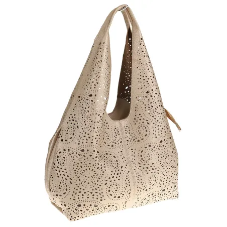 ANDREA MASSI Włoska Marka Torebka Damska Ażurowa 2w1 Worek na Ramię 23049 Złota
