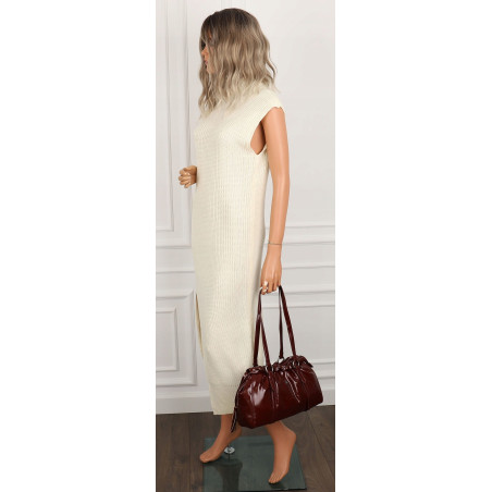 Torebka damska na ramię elegancka lakierowana pojemna modna RS5191 bordowa