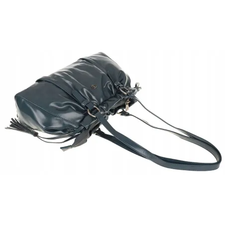 Torebka damska na ramię elegancka lakierowana pojemna RS5191 niebieska