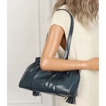 Torebka damska na ramię elegancka lakierowana pojemna RS5191 niebieska