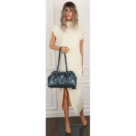 Torebka damska na ramię elegancka lakierowana pojemna RS5191 niebieska