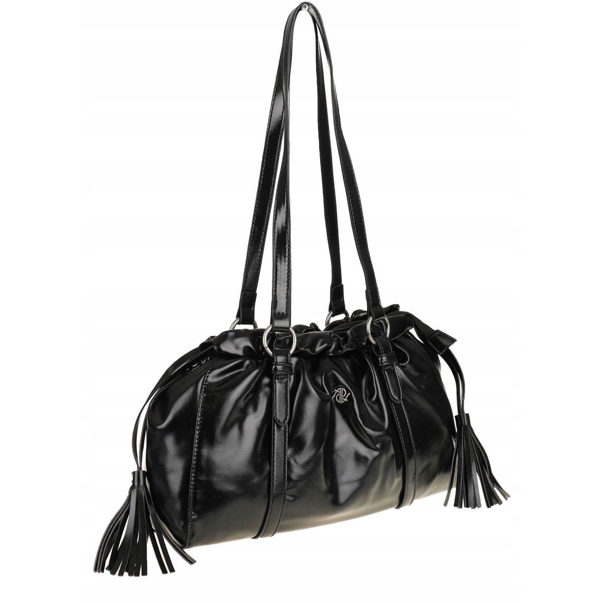 Torebka damska na ramię elegancka lakierowana pojemna modna RS5191 czarna