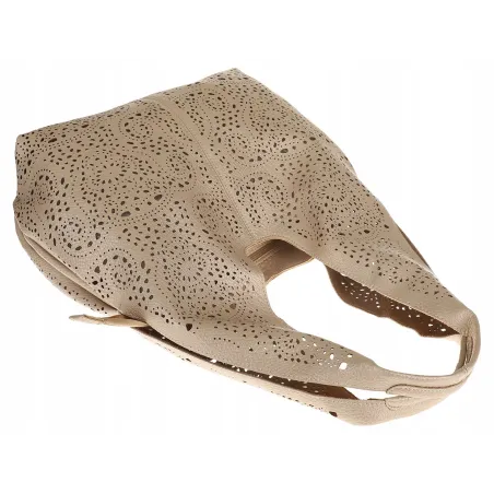 ANDREA MASSI Włoska Marka Torebka Damska Ażurowa 2w1 Worek na Ramię 23049 Złota