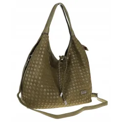Torebka damska worek na ramię A4 elegancka pleciona pojemna CC6592 Zielona