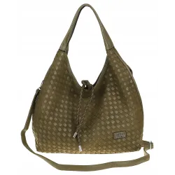 Torebka damska worek na ramię A4 elegancka pleciona pojemna CC6592 Zielona