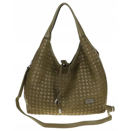 Torebka damska worek na ramię A4 elegancka pleciona pojemna CC6592 Zielona